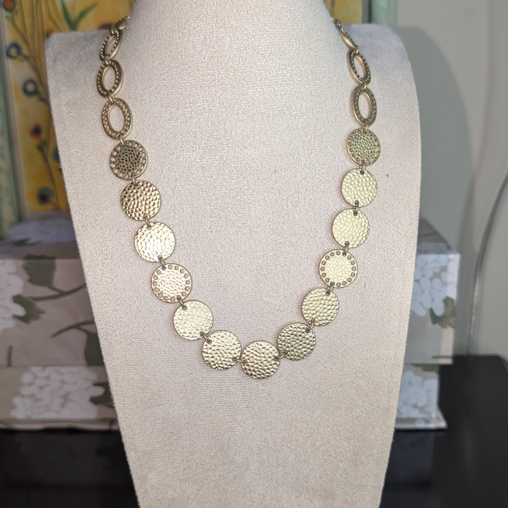 Nine West Textured Gold Disc Boho Necklace